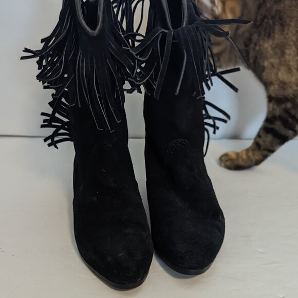 Vintage Western Suede Boots Stagecoach Desert Inspired Fringe Southwest Boho - Picture 6 of 9